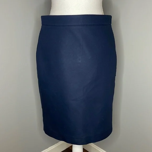 J. Crew Skirts J Crew Navy Blue Cotton Pencil Skirt Womens Size 6 Poshmark